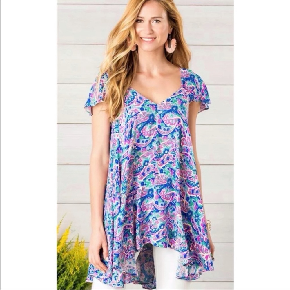 Matilda Jane Paisley V Neck Tunic Top Shirt Blouse Small